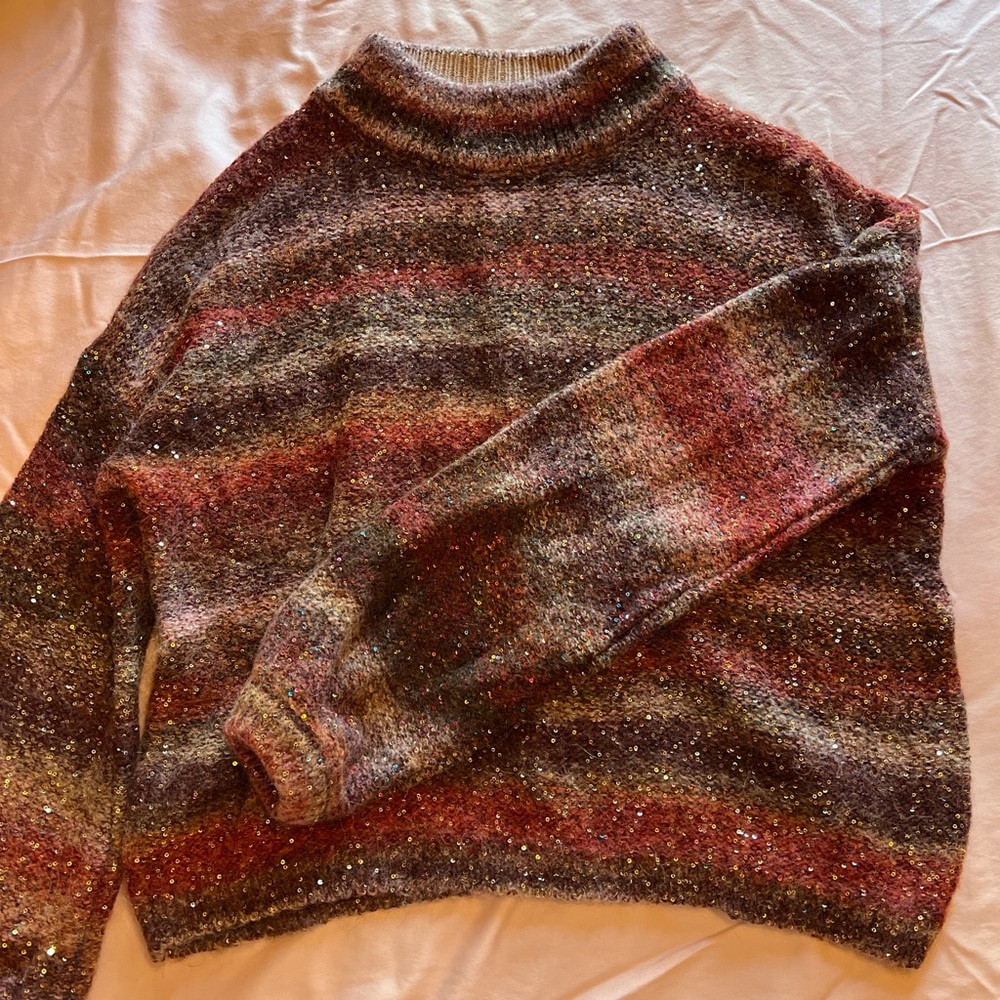 Banana Republic Red and Brown Sequin Sweater